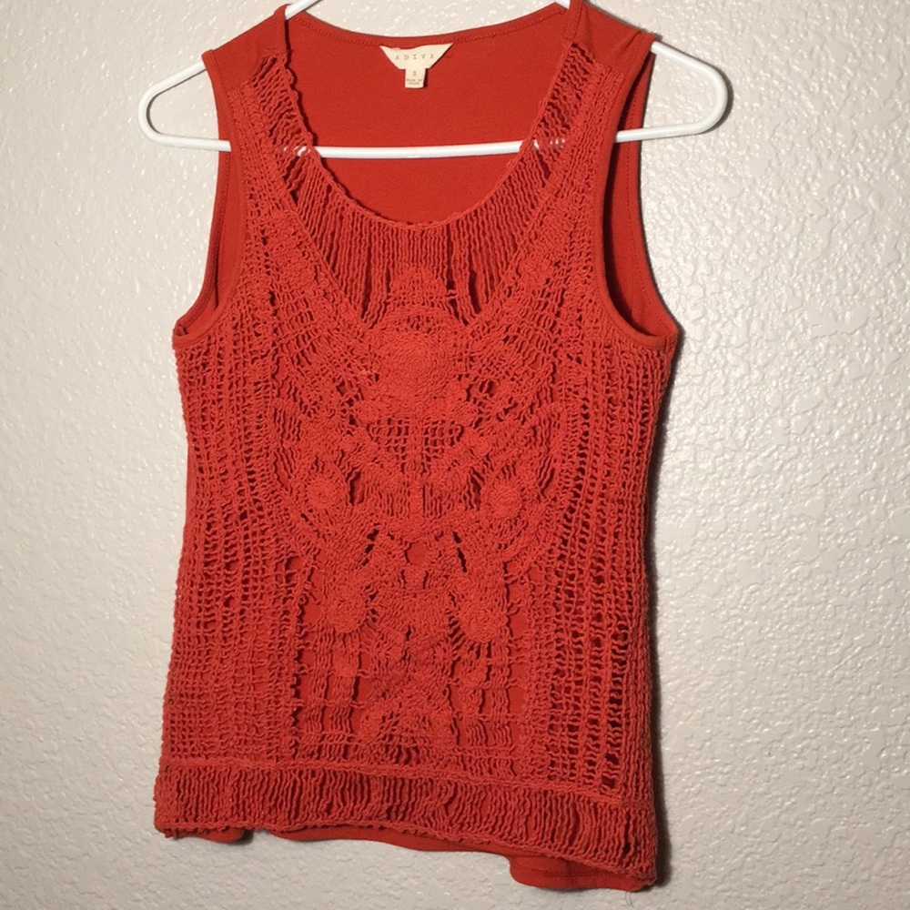 Burnt Orange Crocheted Tank Top